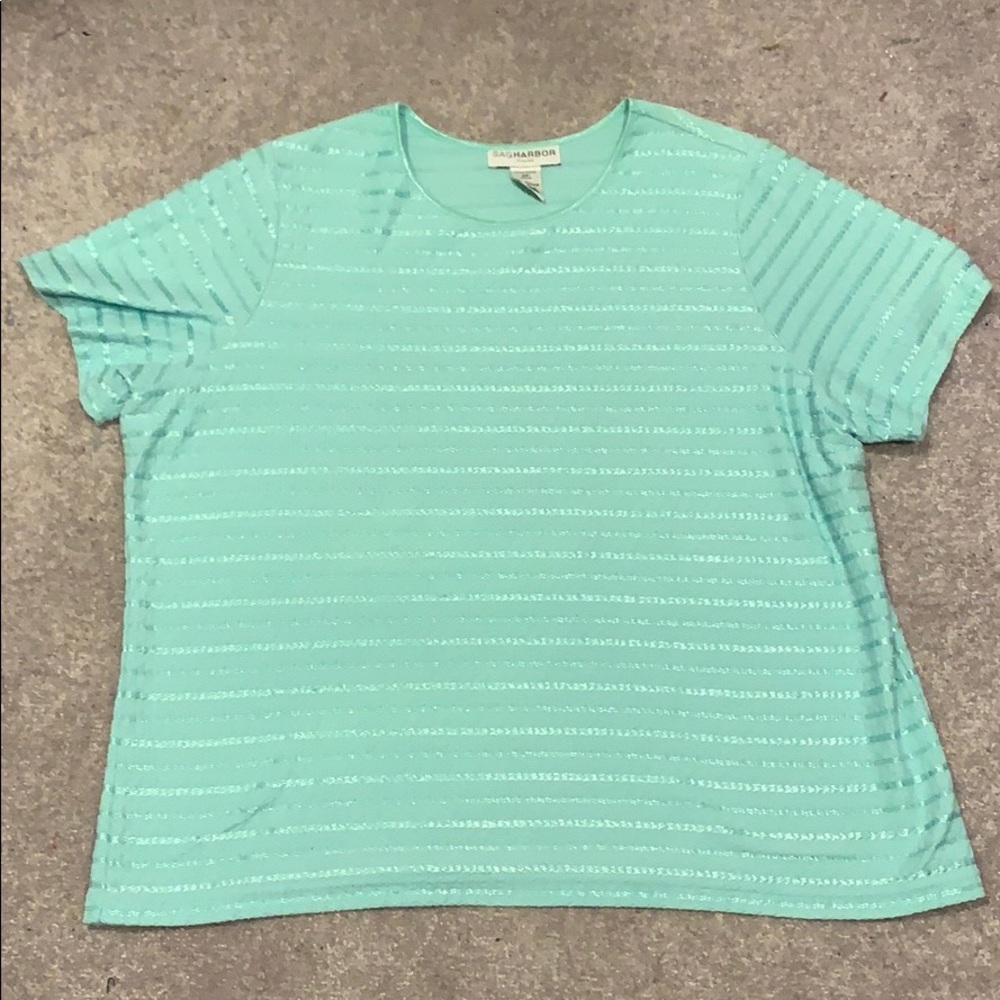 🦄3/$30 Shimmery teal stripe blouse